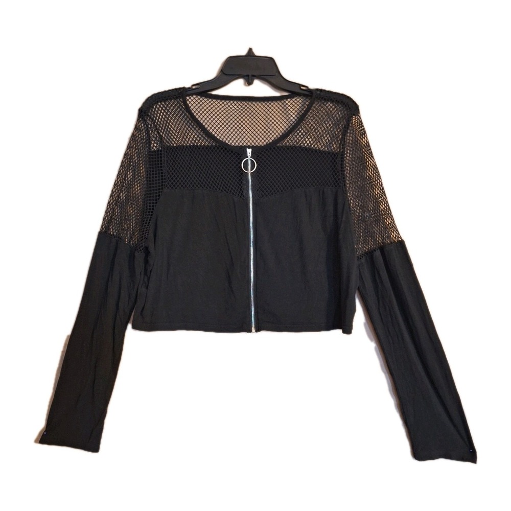 Women's Jacket Fishnet Sheer crop black 4XL grunge e-girl goth Punk edgy